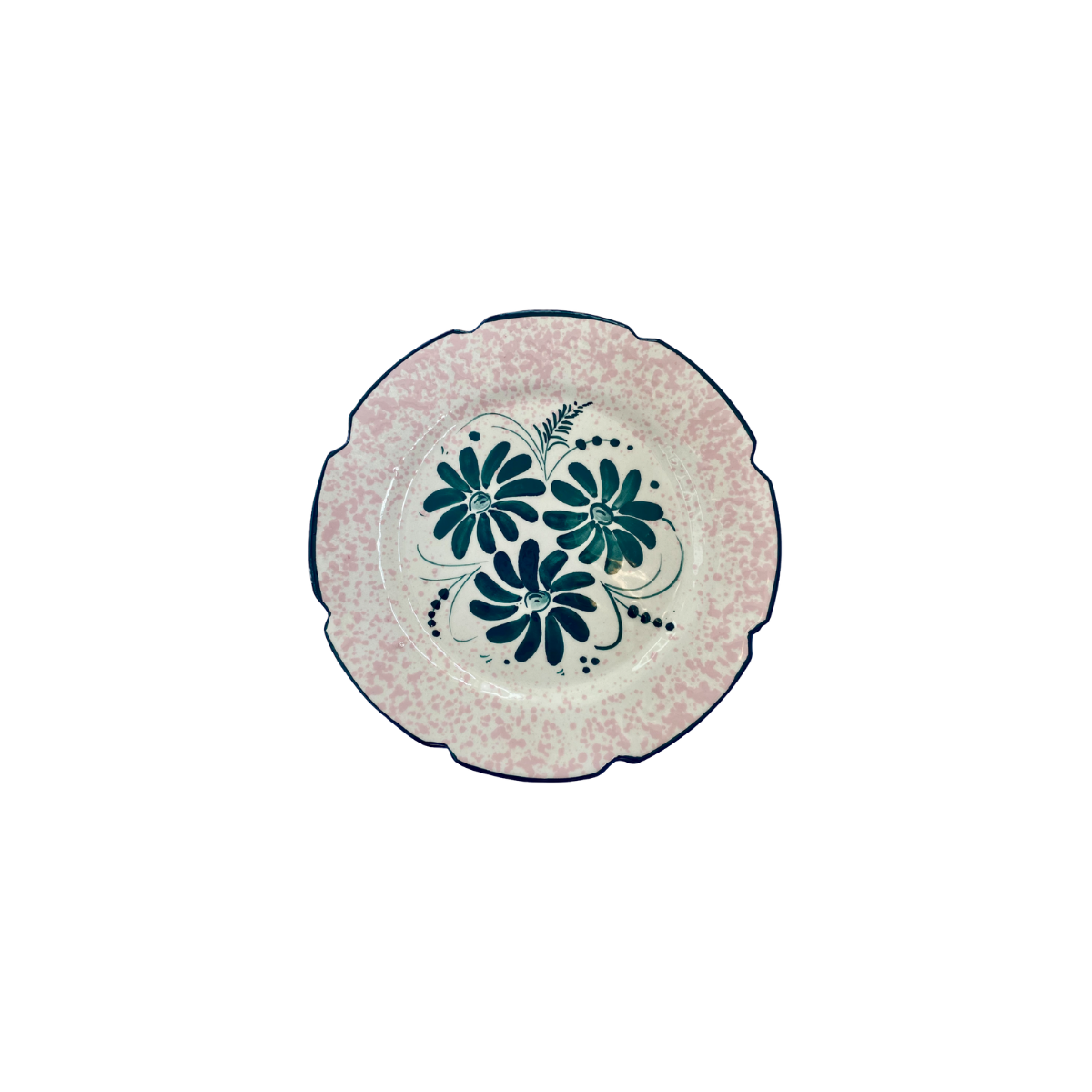 צלחת "Léonie" בצבע לבן עם עיטורי פרחים ירוקים גודל S