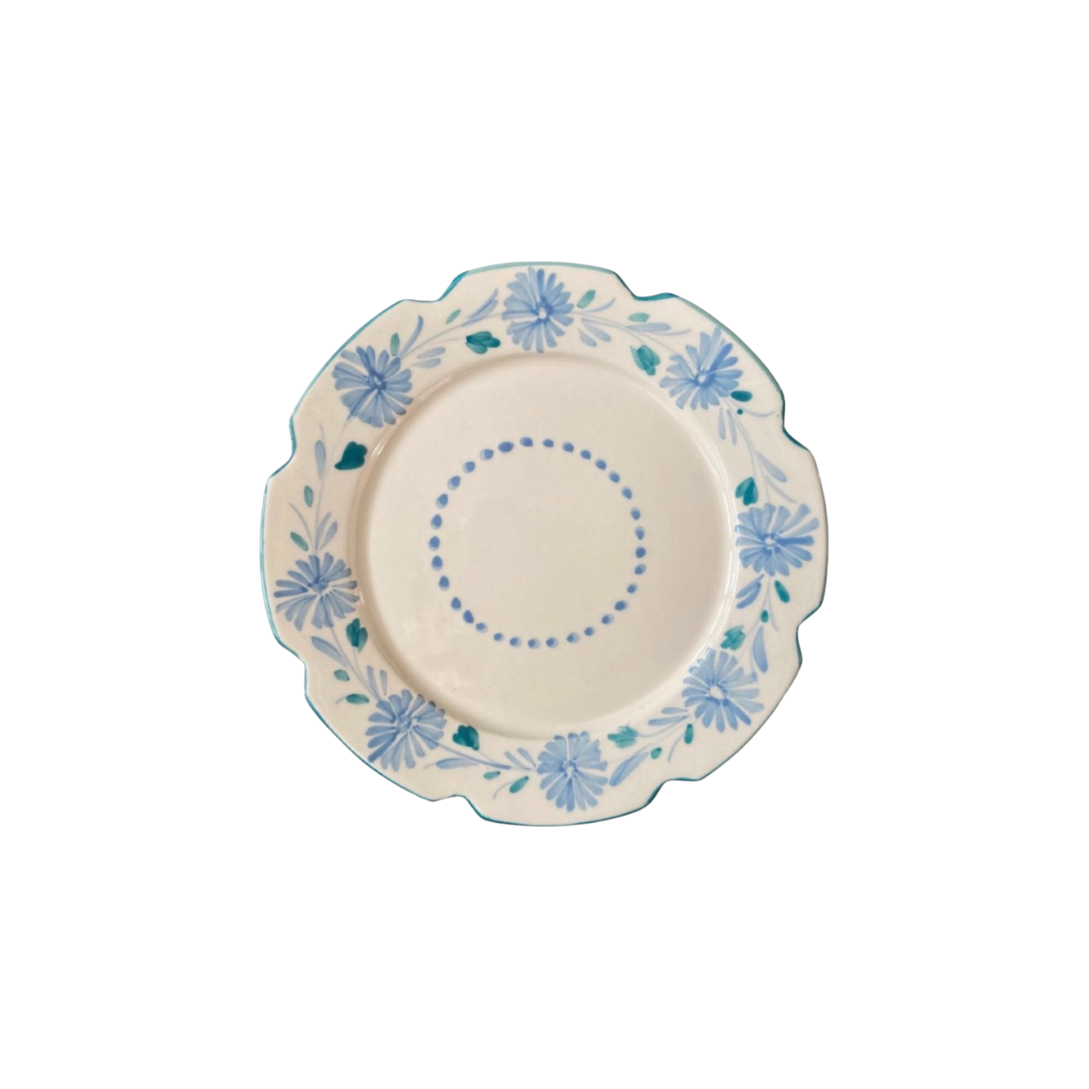 צלחת "Janine" עם עיטורי פרחים בצבע תכלת גודל M