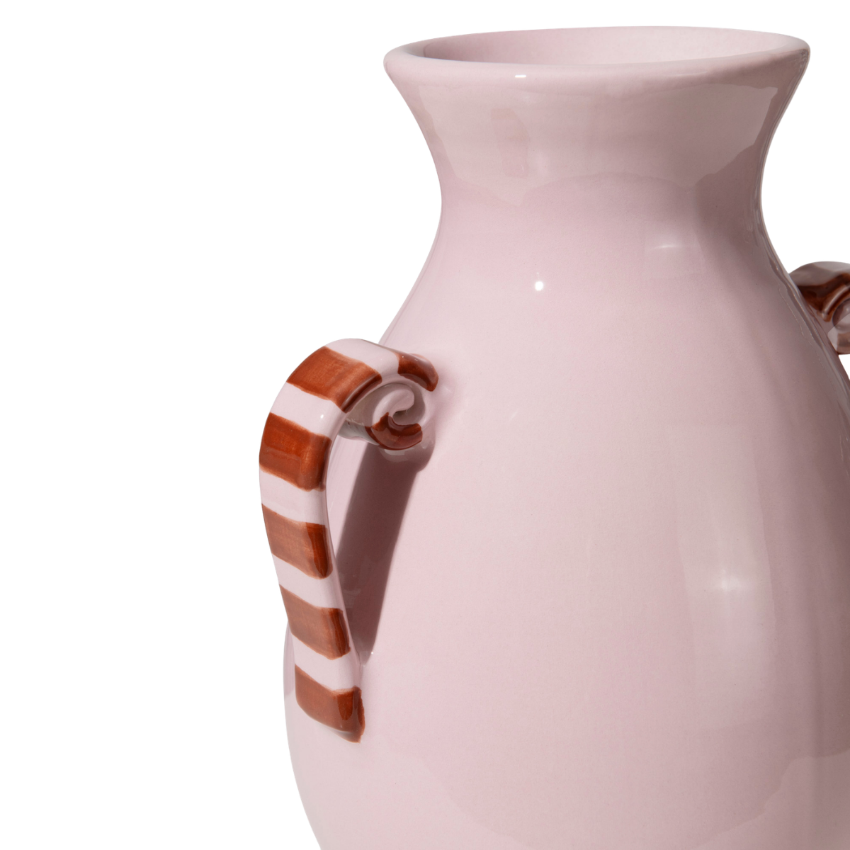 ואזה "Amphora" בצבע ורוד עם ידיות פסים