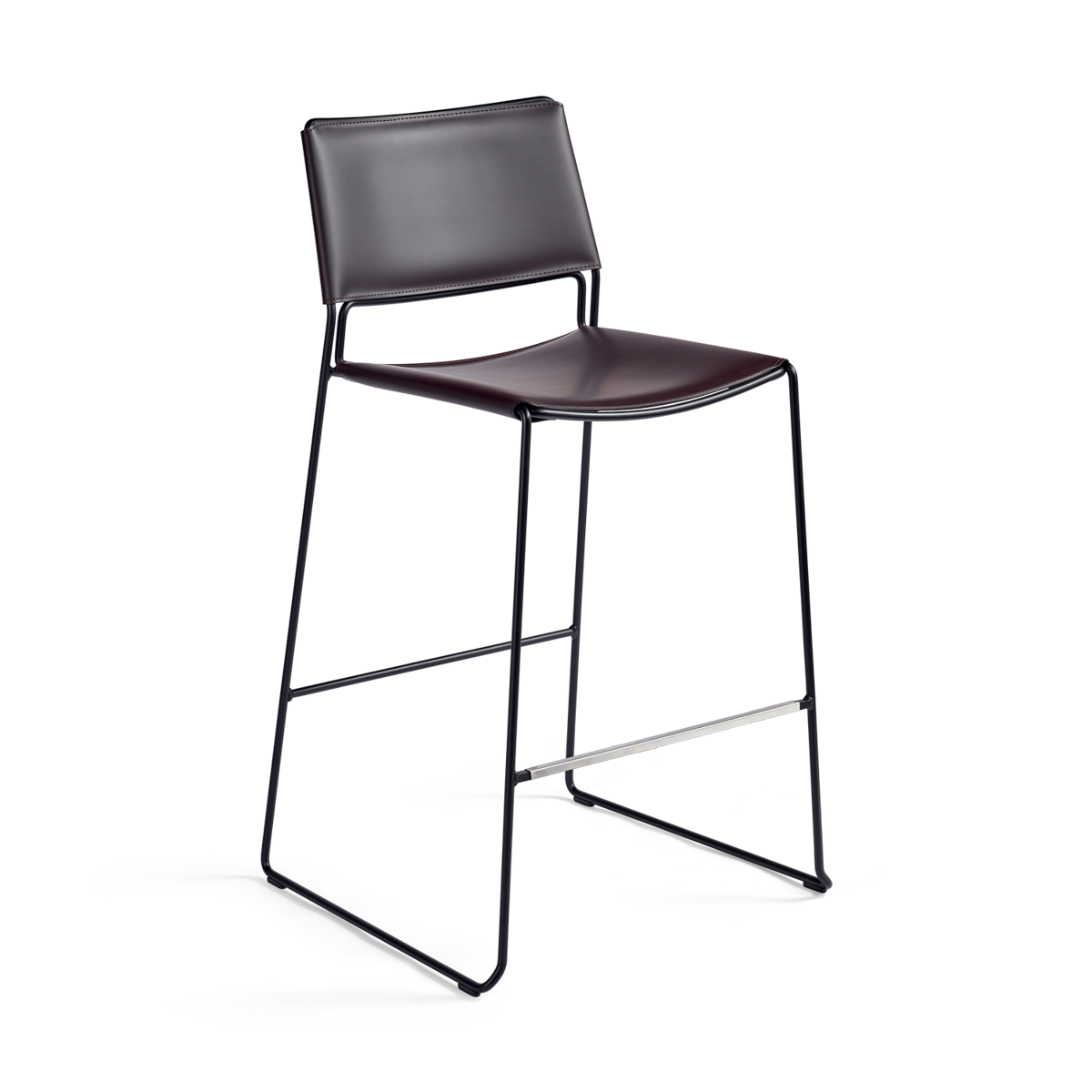 כיסא בר "Slim" בצבע חום שוקולד עם רגליים בצבע שחור