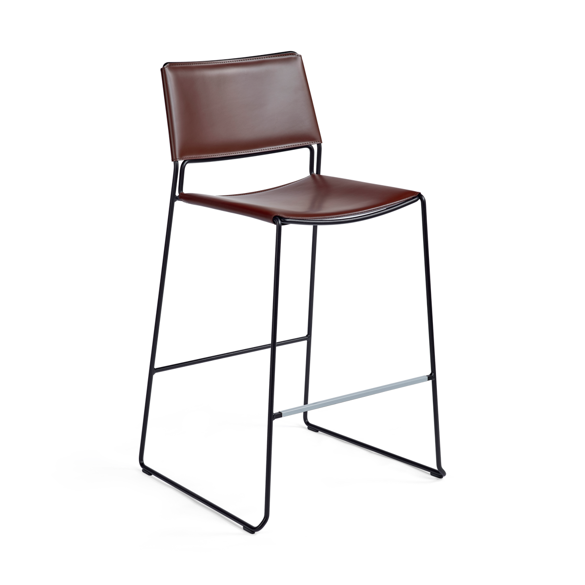 כיסא בר "Slim" בצבע קפה עם רגליים בצבע שחור