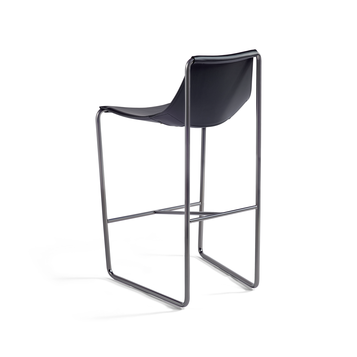 כיסא בר "Apelle" בצבע שחור עם רגליים בגוון ניקל מושחר