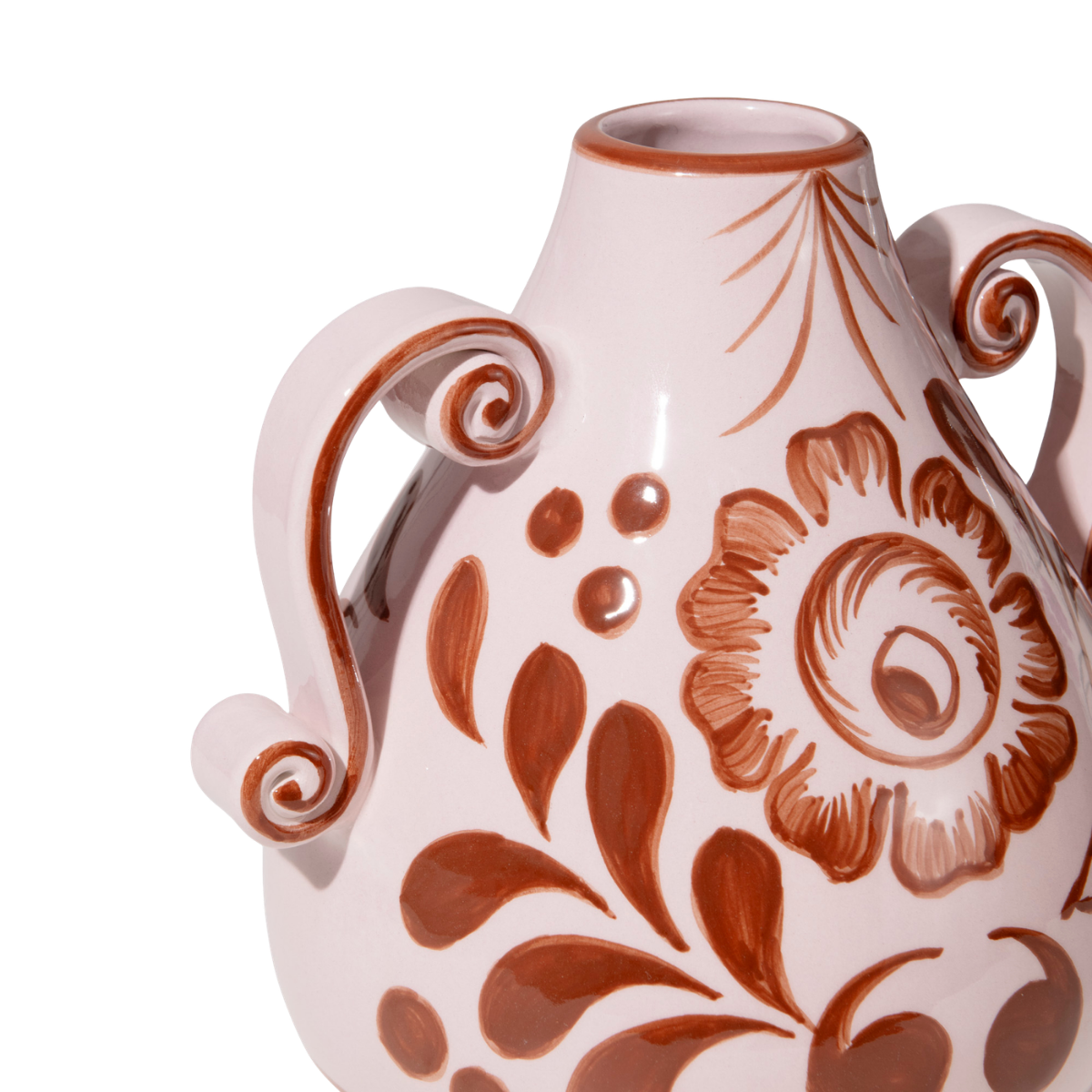 ואזה "Amphora"  בצבע ורוד עם עיטורים בצבע בורדו