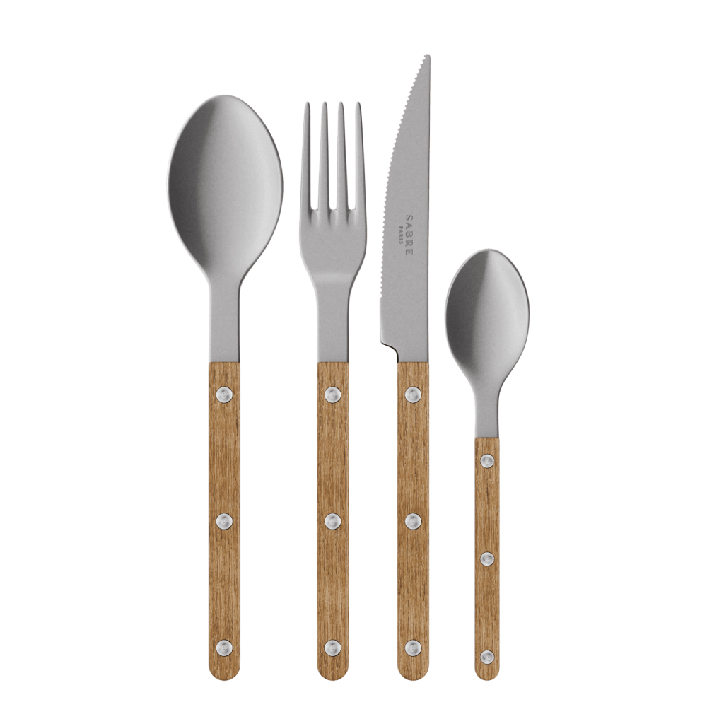 סכו"ם "Bistro" עם עץ טיק ומתכת vintage