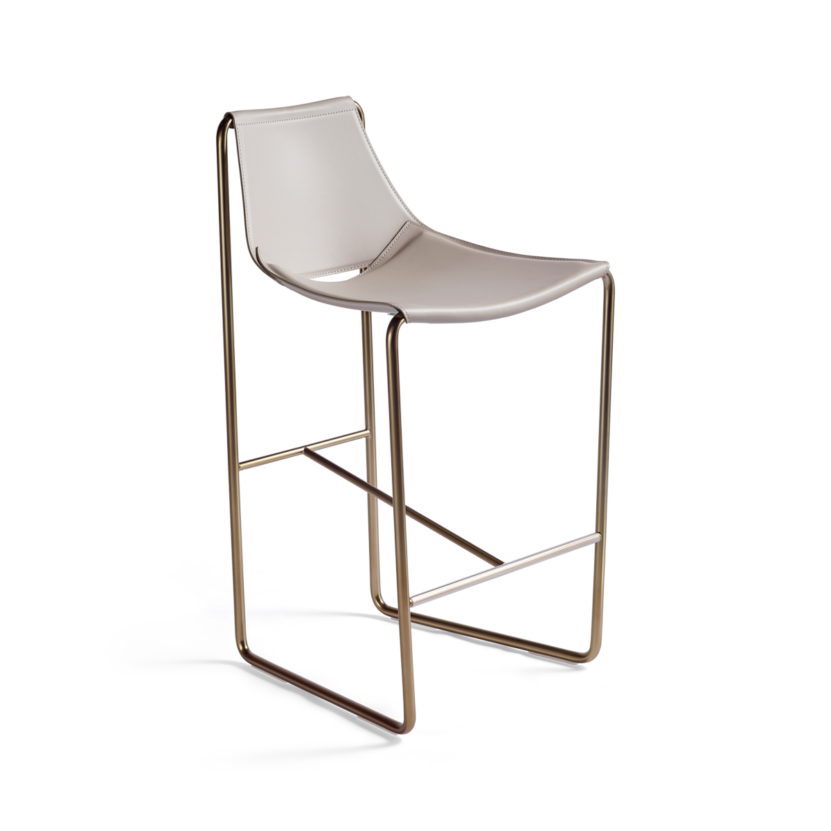 כיסא בר "Apelle" בצבע גראז' עם רגליים בזהב מוברש