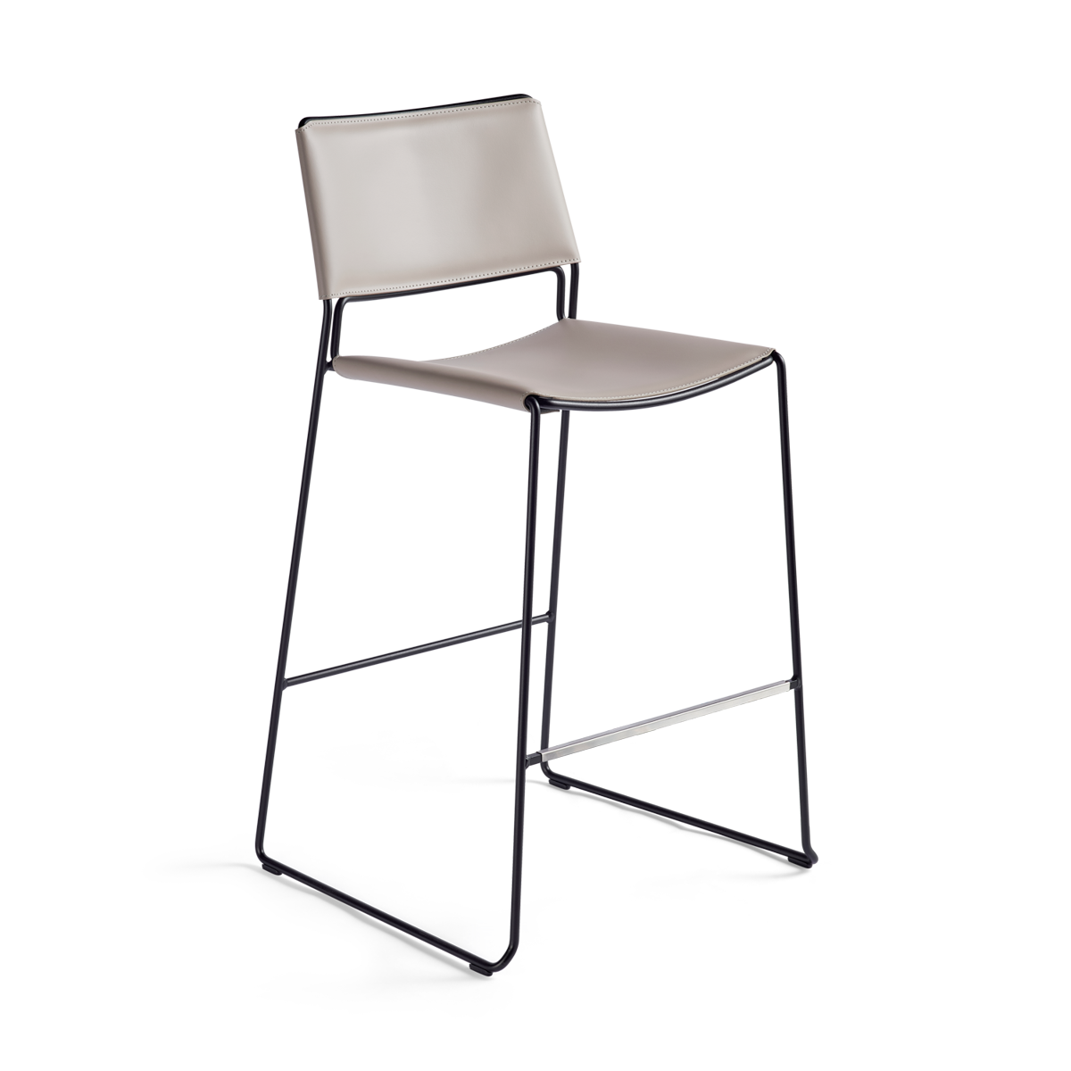 כיסא בר "Slim" בצבע גראז' עם רגליים בצבע שחור