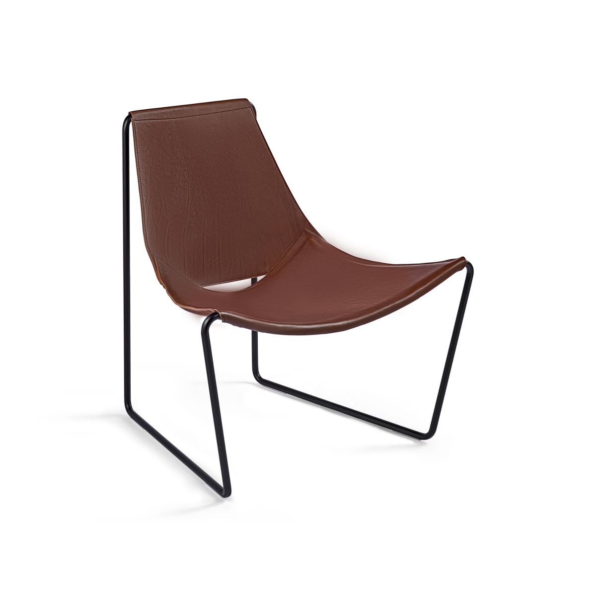 כורסא "Apelle" בעור חום ומתכת שחורה